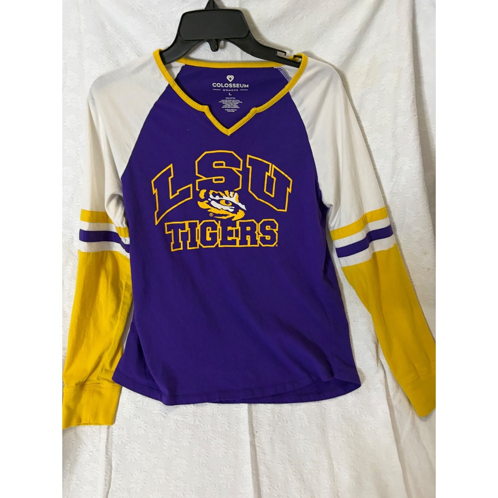 Colosseum LSU Tigers sporty chic retro collegiate aesthetic Raglan Purple Cotton